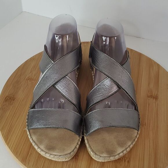 Laro Beach Metallic Pewter Espadrilles Women's Size 40 - Picture 1 of 10